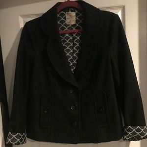 Ladies cropped black pea coat